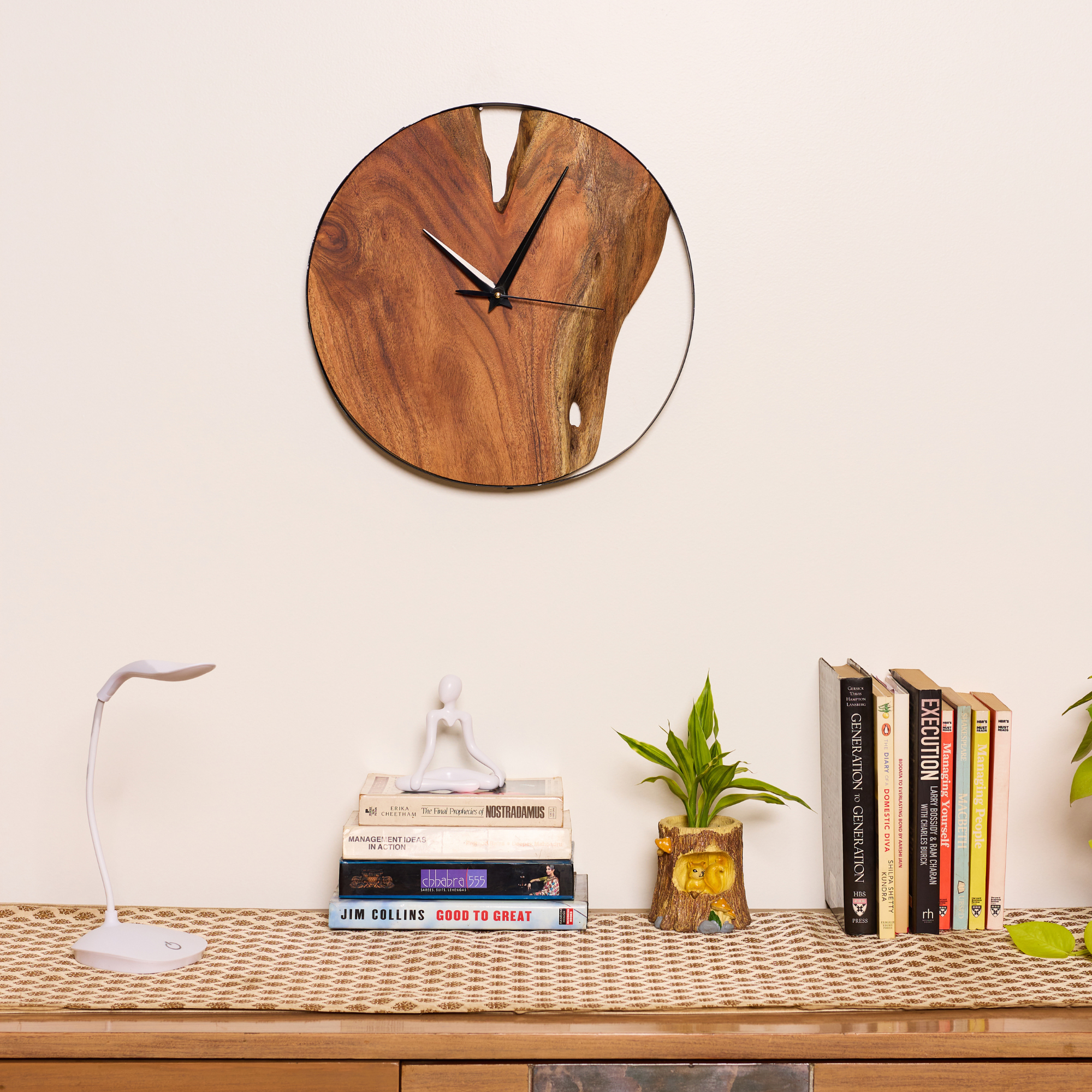 Elegant Wooden Wall Clock – Natural Acacia Wood