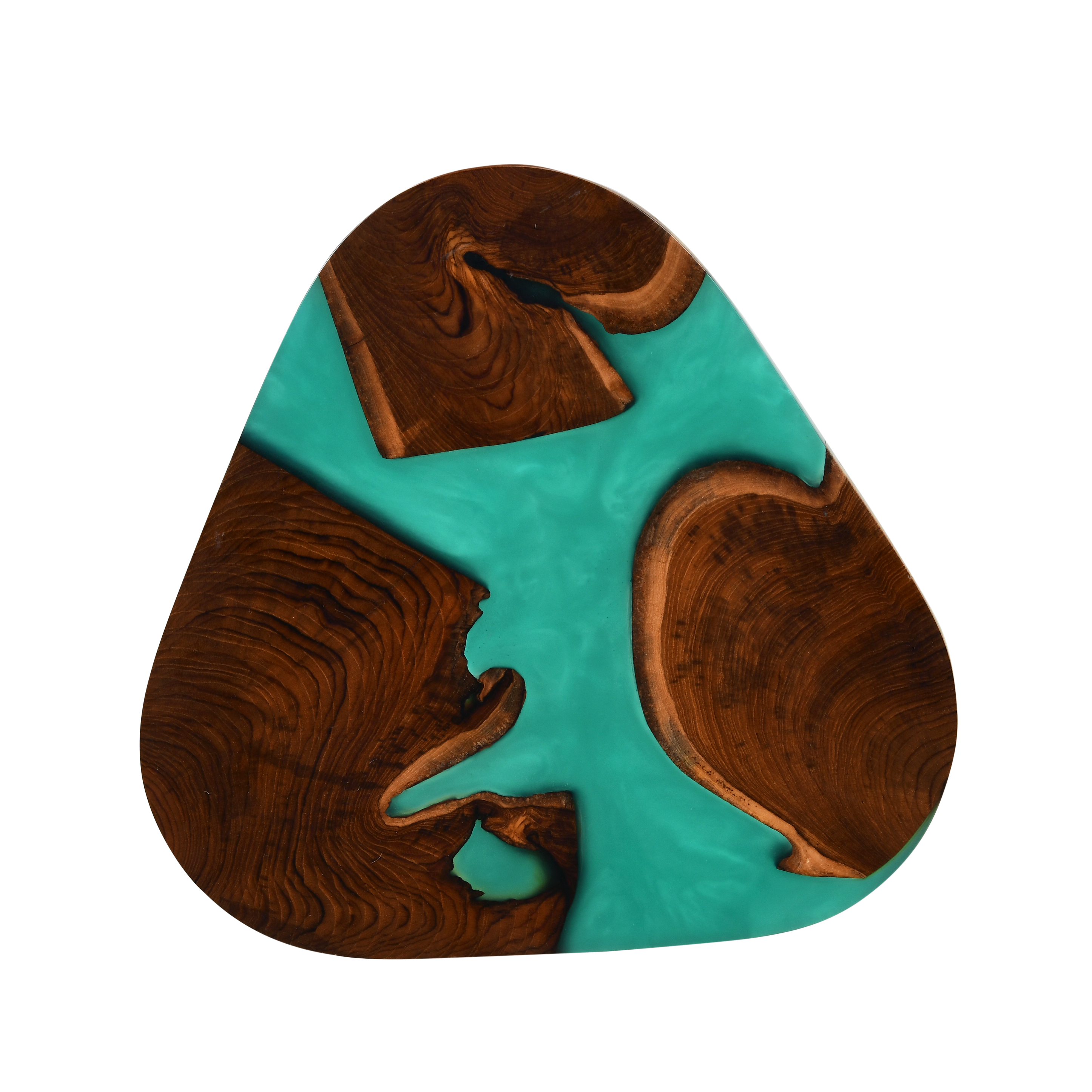 Nesting Table Set of 2 – Teak Wood with Pearl Green Resin Finish