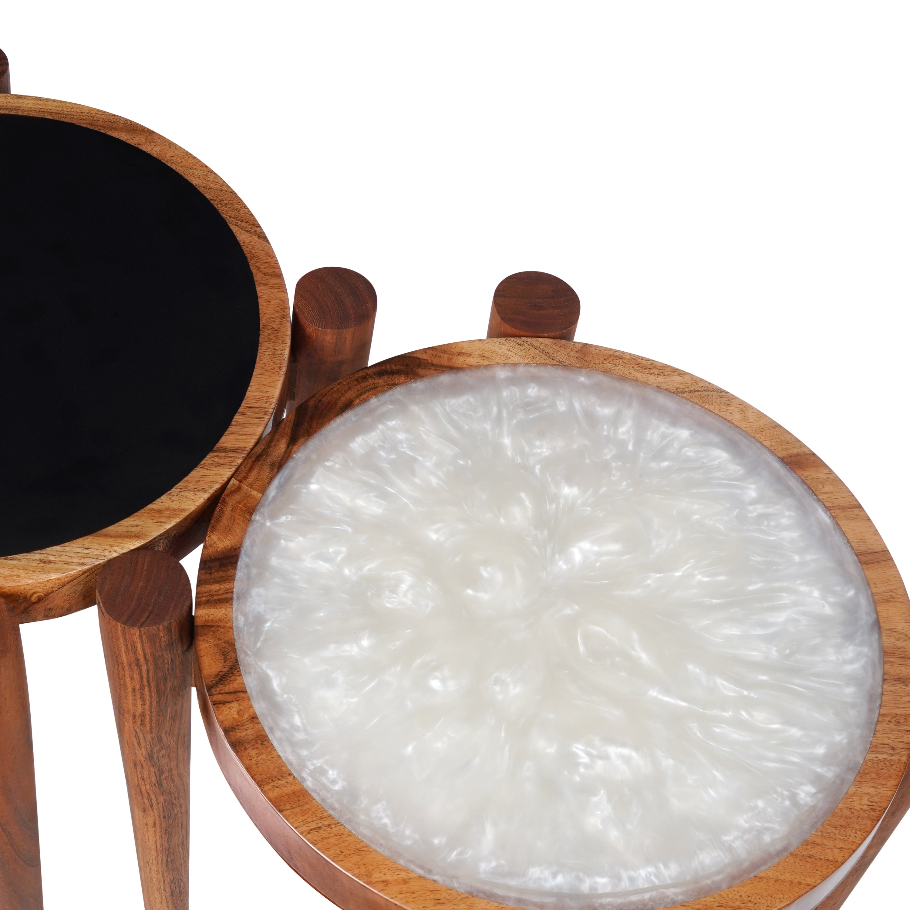 Monochrome Marble Stacking Tables – Set of 2