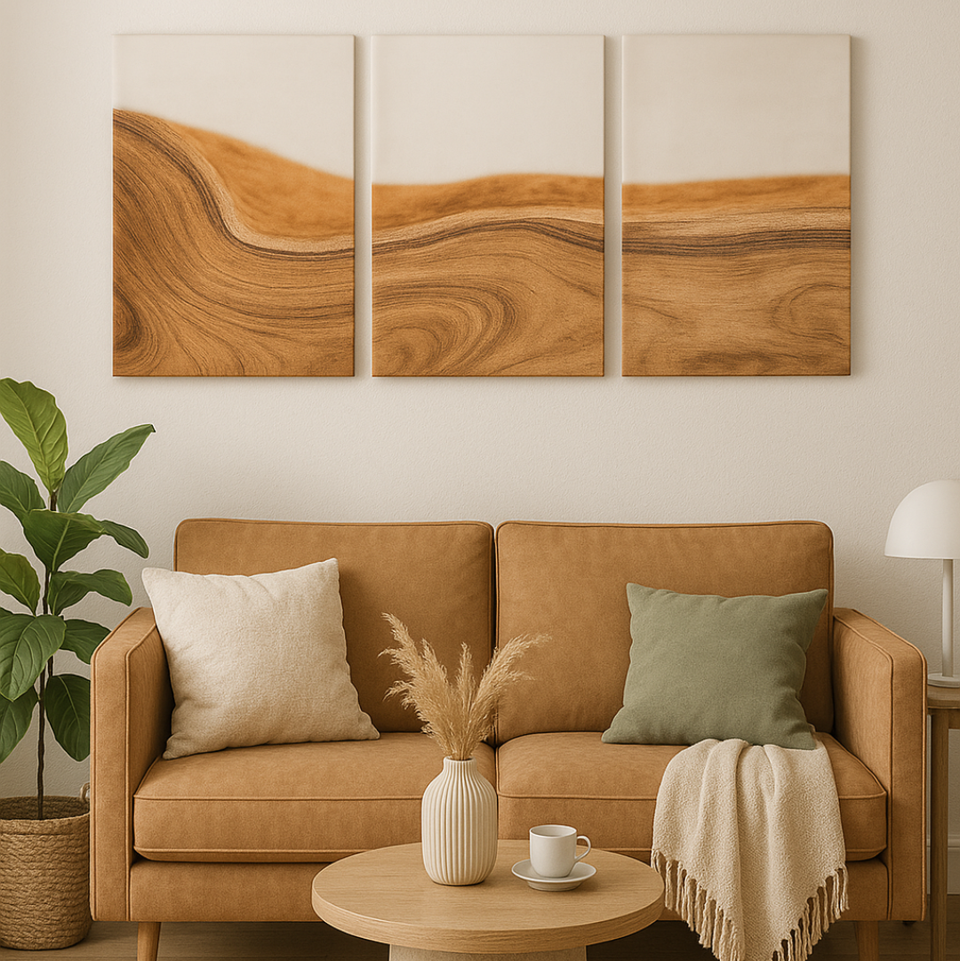 Elegant Acacia Wood Wall Panel with Transparent Resin Accent (40 cm x 40 cm)