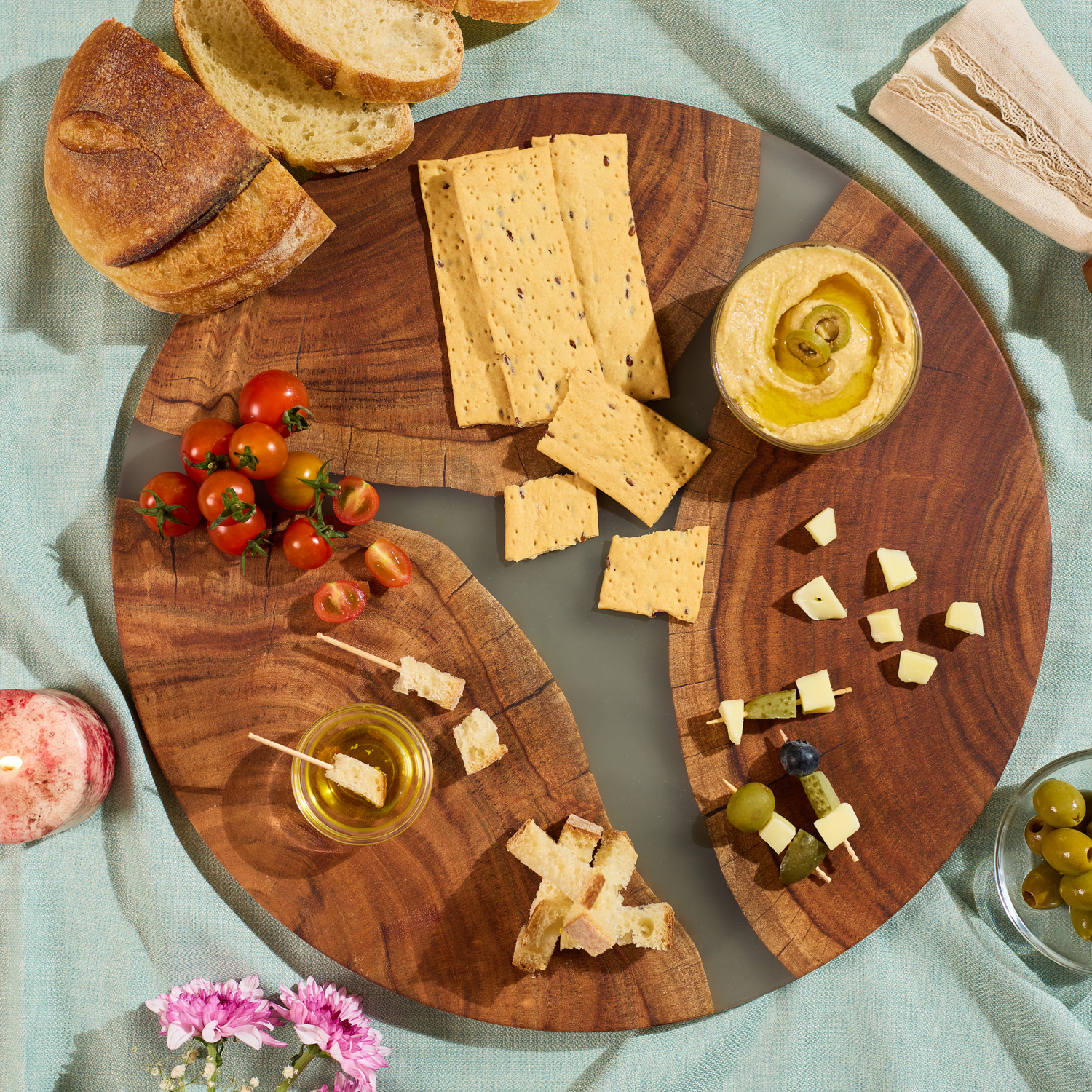 Lazy Susan Platter – Acacia Wood and Resin Finish-Matt