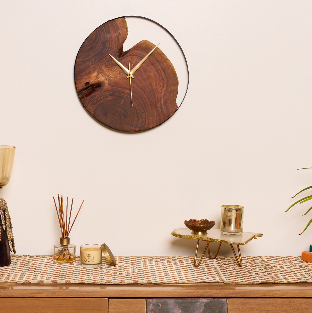 Stylish Wooden Wall Clock – Acacia Wood