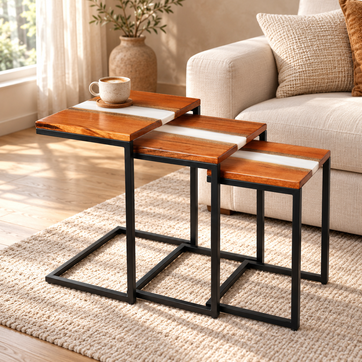 Pearl Mist Nesting Tables – Set of 3