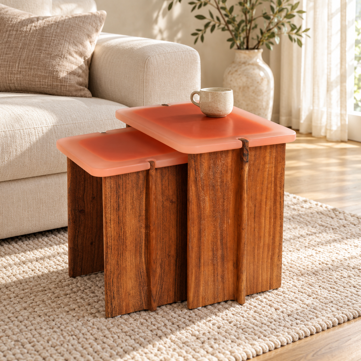 Amber Cascade Nesting Tables – Set of 2