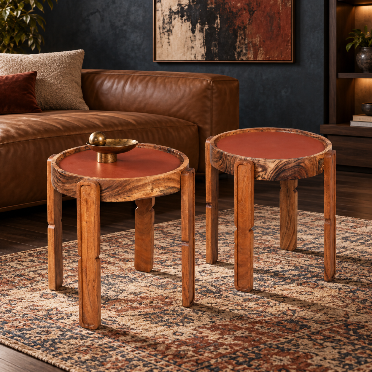 Terracotta Sunset Stacking Tables – Set of 2