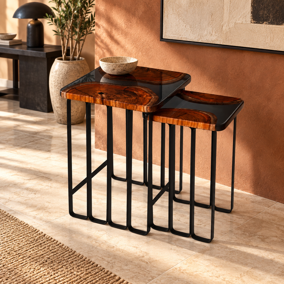 Terracotta Sunset Stacking Tables – Set of 2