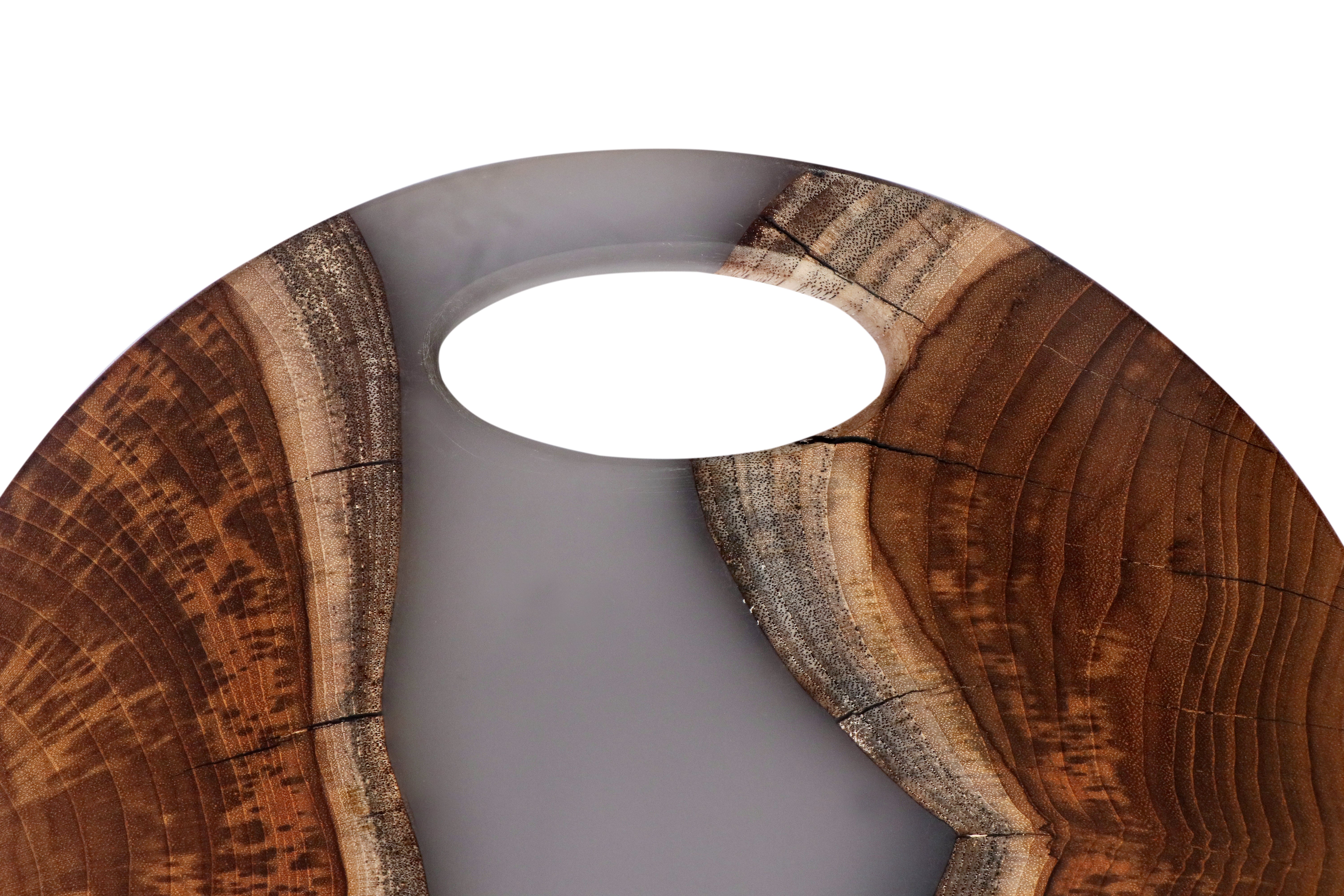 Grey Epoxy & Natural Acacia Wood Organic Platters – Set of 2 Grey Resin Platters