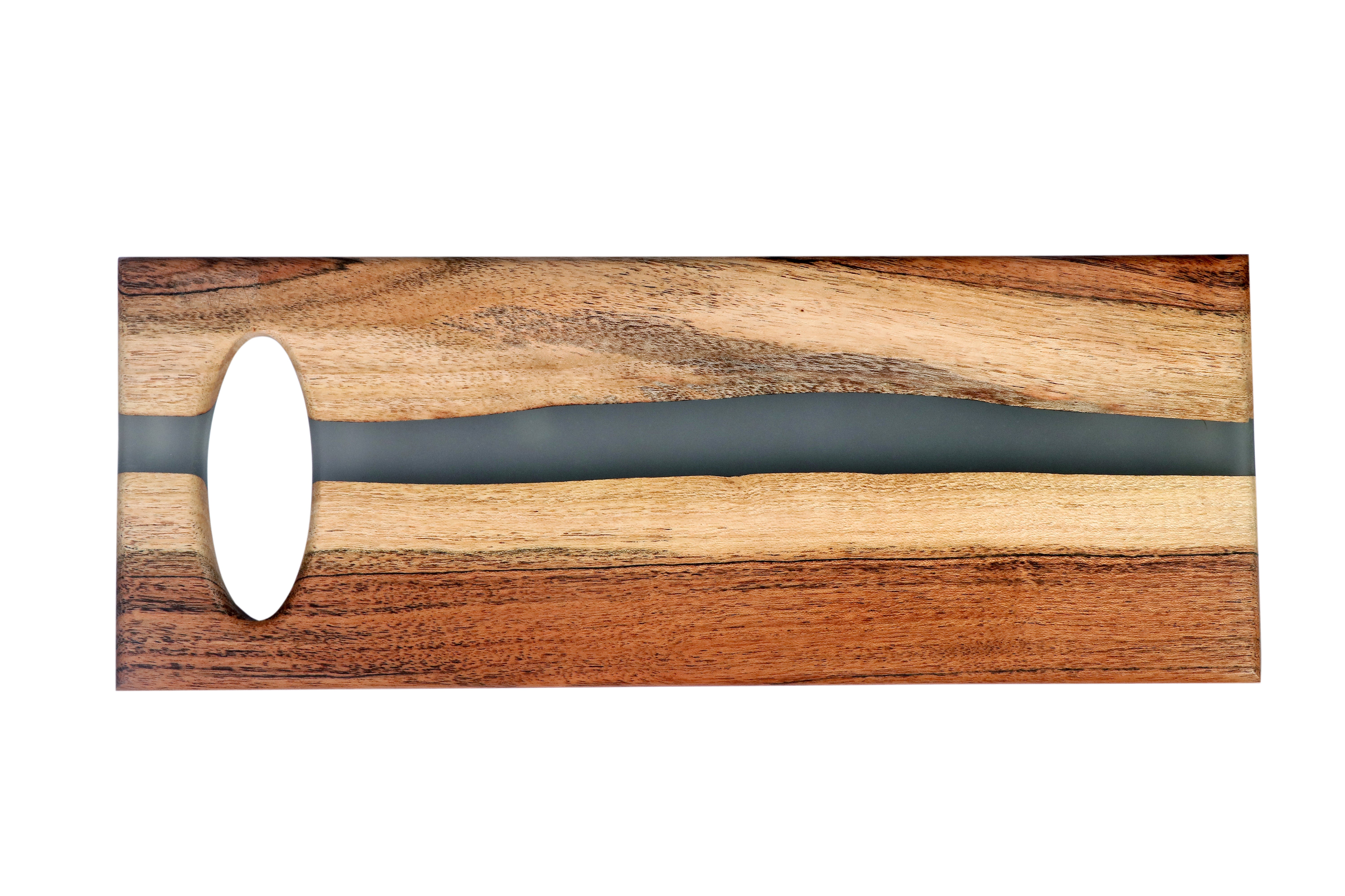 Handcrafted Acacia Wood & Grey Epoxy Serving Board