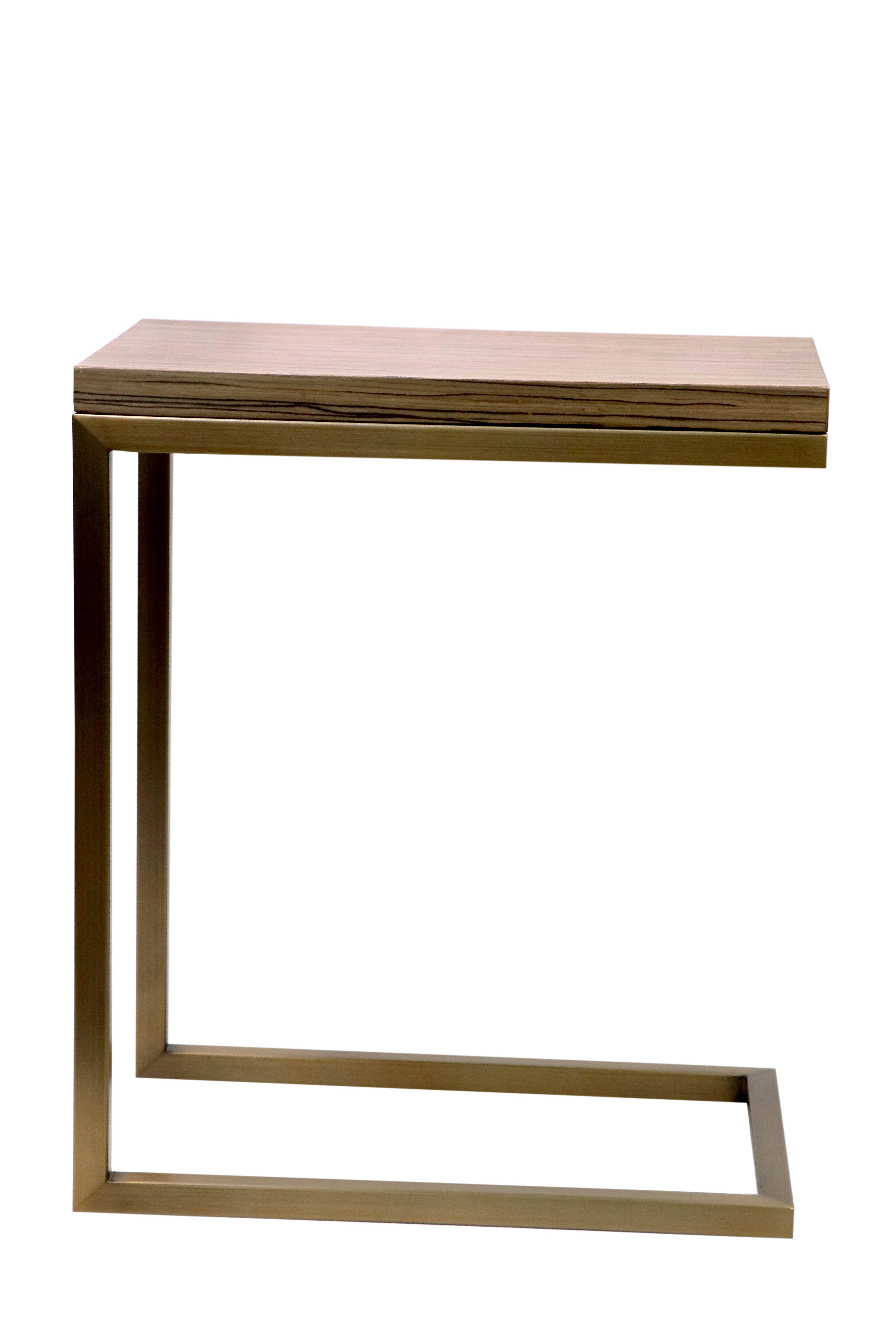 Zebrano Veneer C-Shape Side Table / Laptop Table - Set of 2
